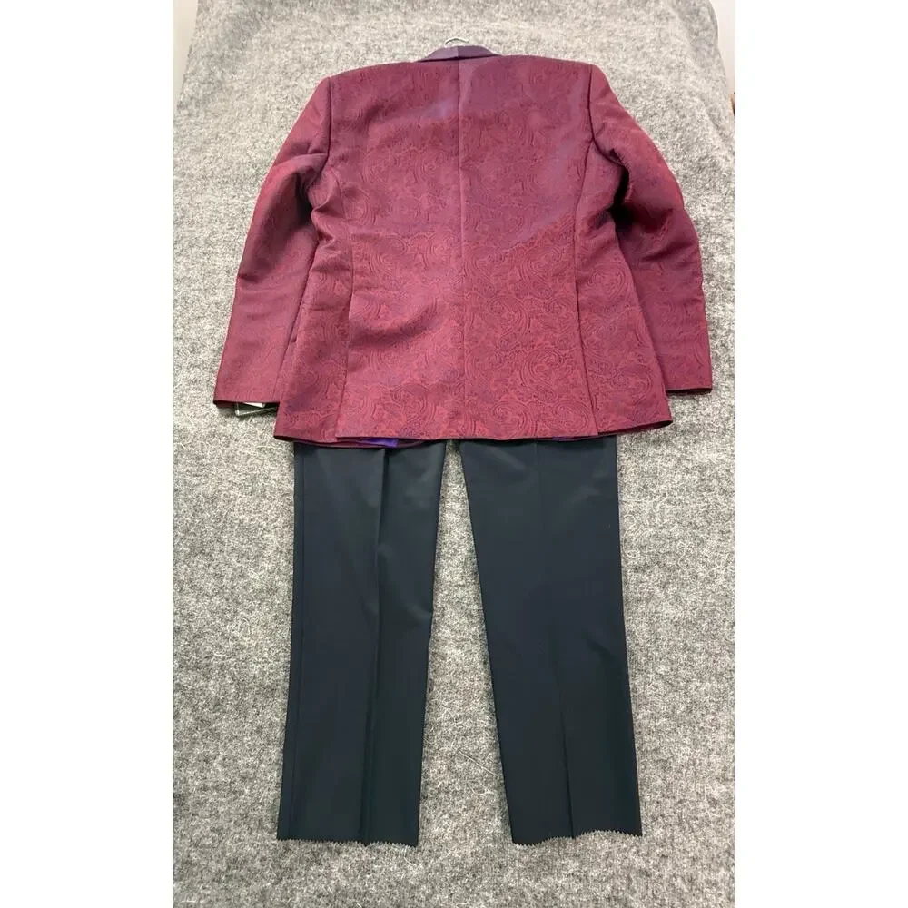 Pietro Scarlatti Mens Tuxedo Suit Blazer Pants Paisley Red Blue US 44 EU 54 T13